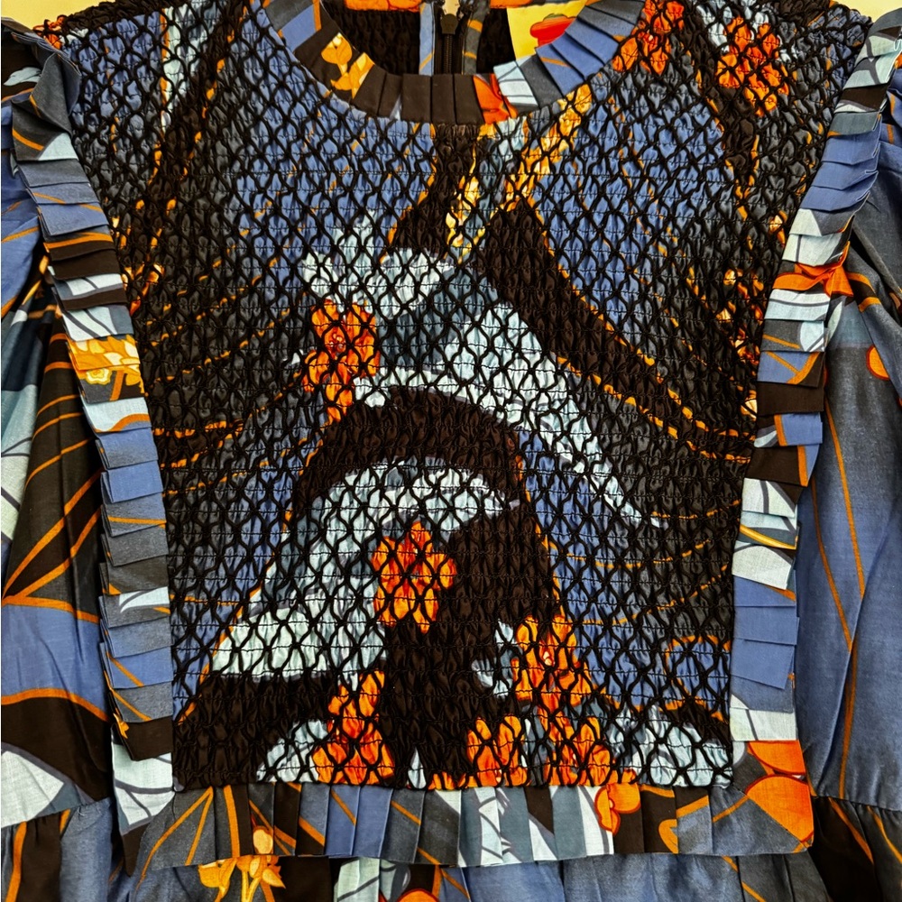 FARM Rio Blue Floral Mini Dress with Orange Accents - Picture 4 of 6
